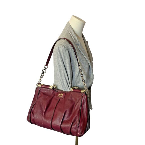 Coach Madison Burgundy Leather Pinnacle Drifter Satchel Shoulder Bag #21503 - Picture 2 of 16
